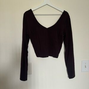 Women's Long Sleeve V-Neck Crop Top - Lululemon Align Long Sleeve Brown